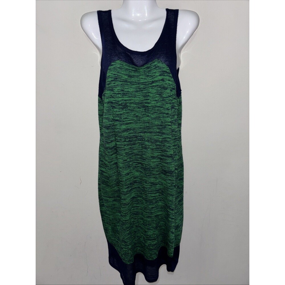 John + Jenn Sz L Sleeveless Knit Dress Sweater Dress Navy & Green
